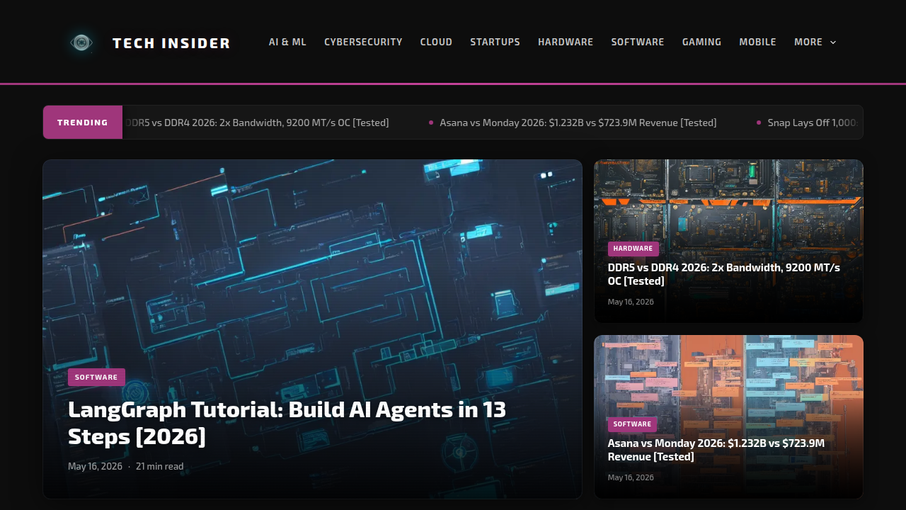 Screenshot of the Tech Insider homepage, an online publication known for reporting on technological advancements, including AI coding tools.