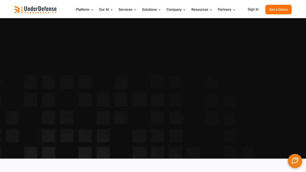 Screenshot of the Underdefense homepage, a cybersecurity and risk management firm that publishes insights on AI risk management strategies.