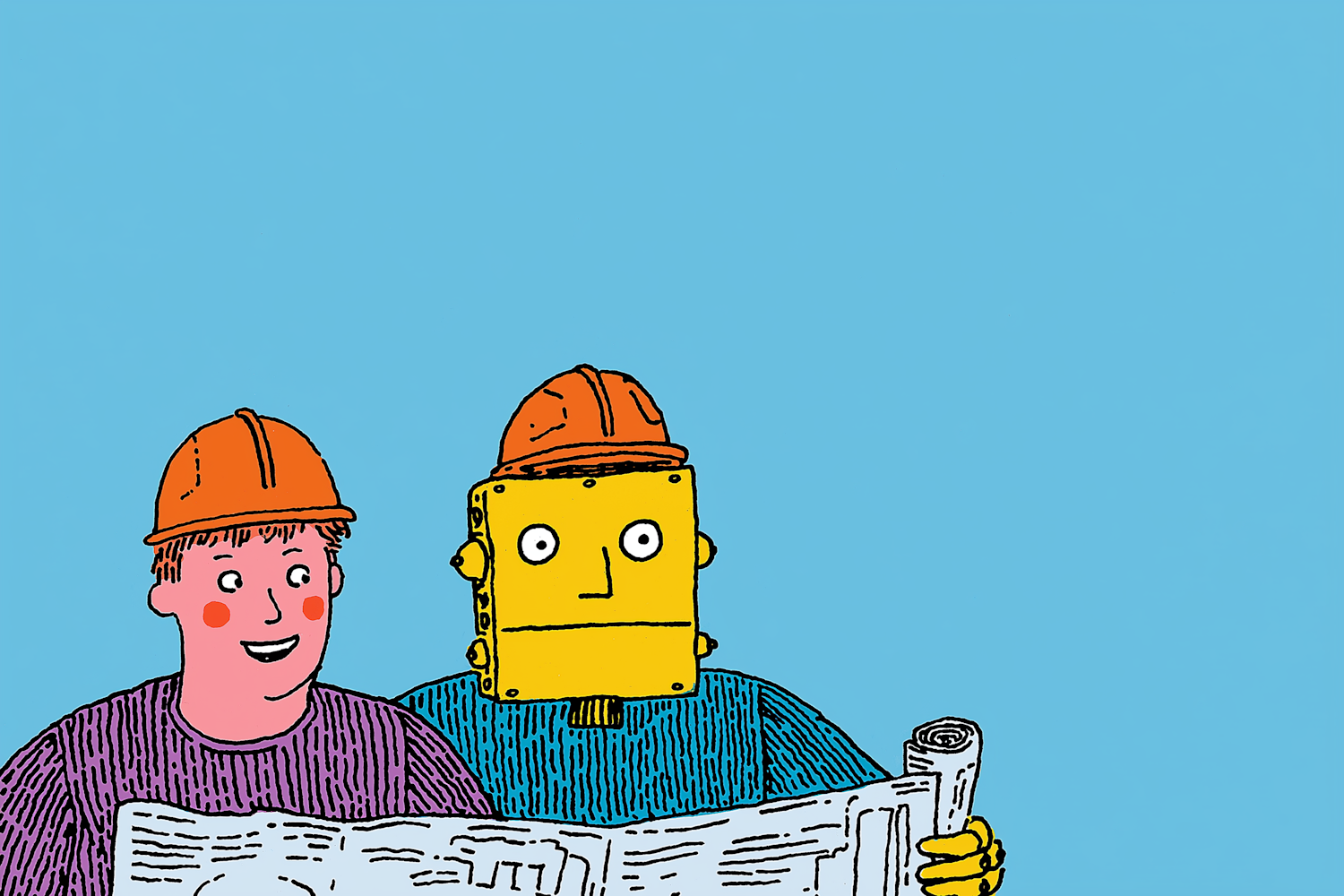 A scene depicting a human cartographer working alongside an AI, reviewing and verifying an AI-generated map output.