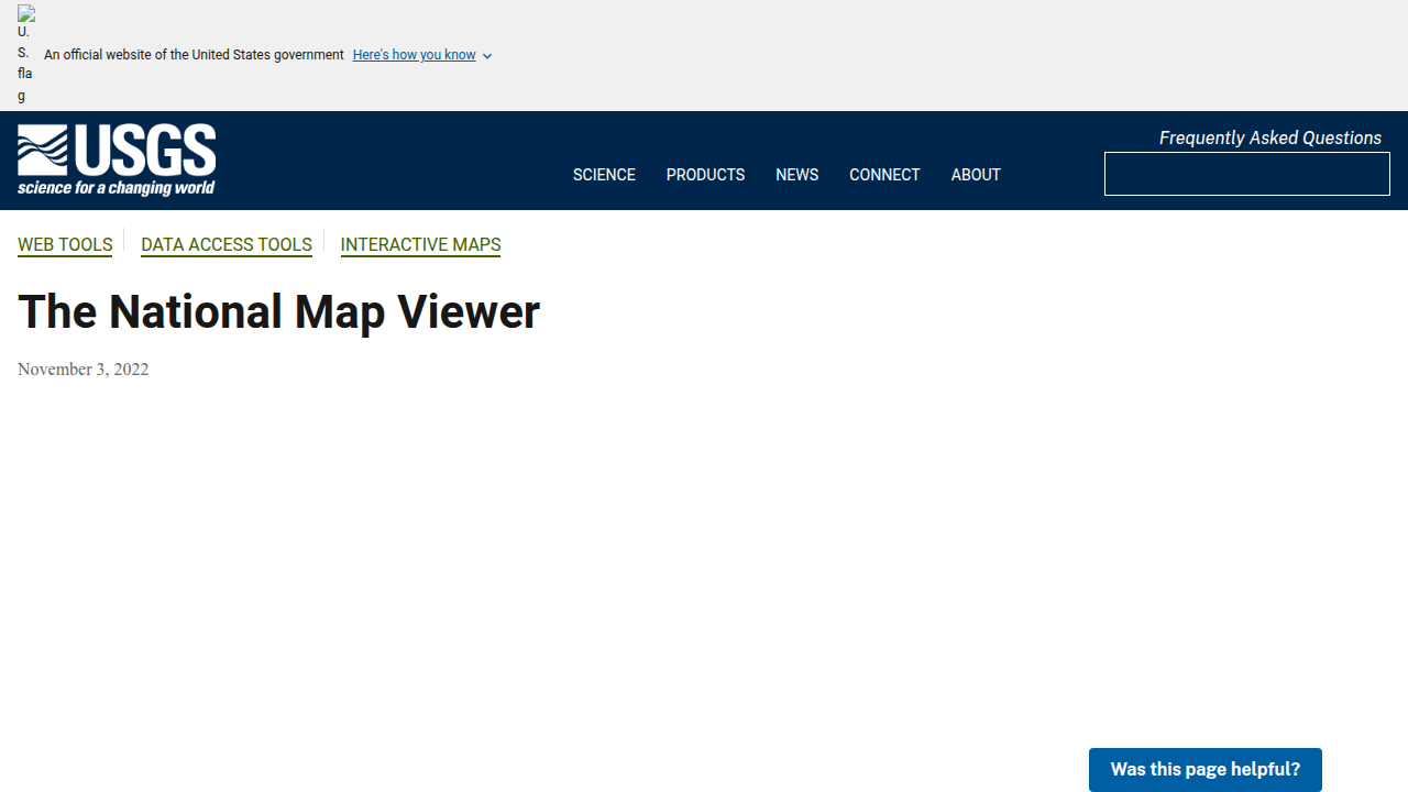 Screenshot of the USGS National Map Viewer, an authoritative source for geographic data to cross-verify AI outputs.