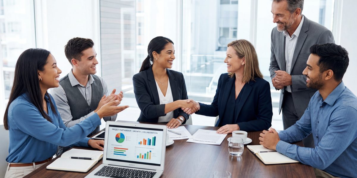 A leader confidently presenting a strategy, representing proactive measures against AI risks.