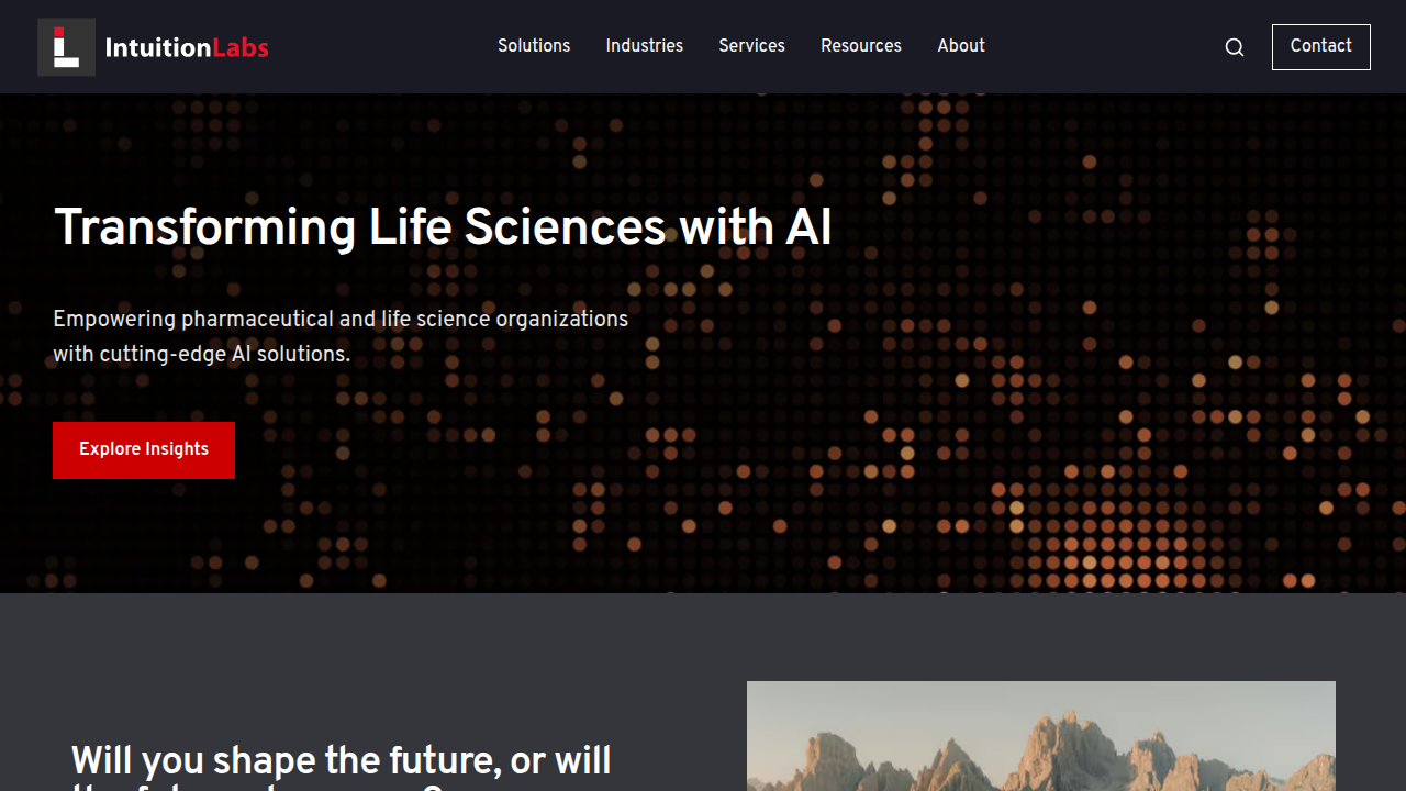 Homepage of Intuition Labs, a company focusing on AI solutions and research.