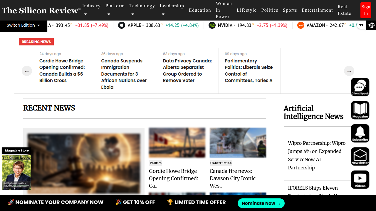 Screenshot of The Silicon Review magazine, which featured the VRS architecture for trustworthy AI.