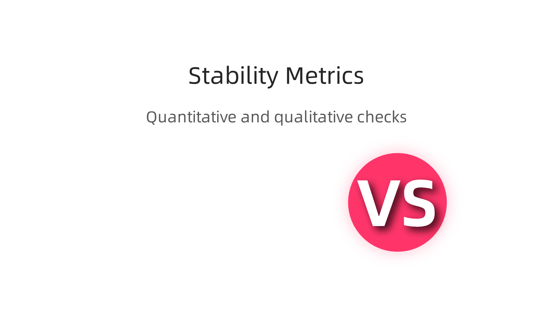 An infographic detailing quantitative metrics, qualitative methods, and effective testing plans for assessing AI model stability and hallucination risk.