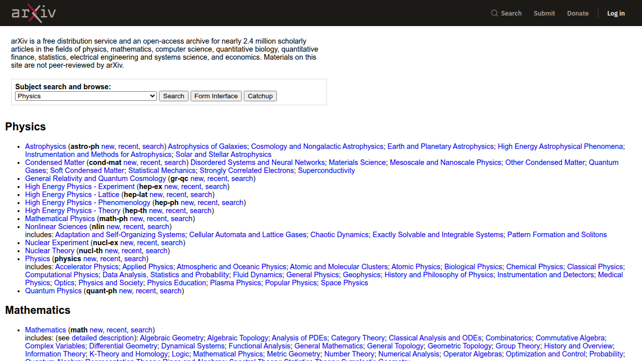 A screenshot of the arXiv homepage, a prominent platform for scientific preprints, including research on large language model hallucinations.