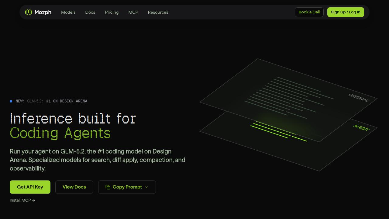 Homepage of MorphLLM, a resource offering insights and examples related to AI hallucinations.